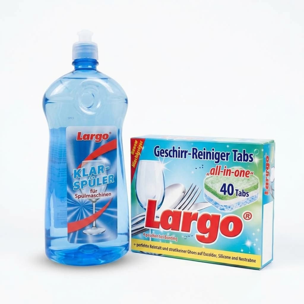 Combo Largo: Viên rửa All In One 40v + Nước làm bóng 1L