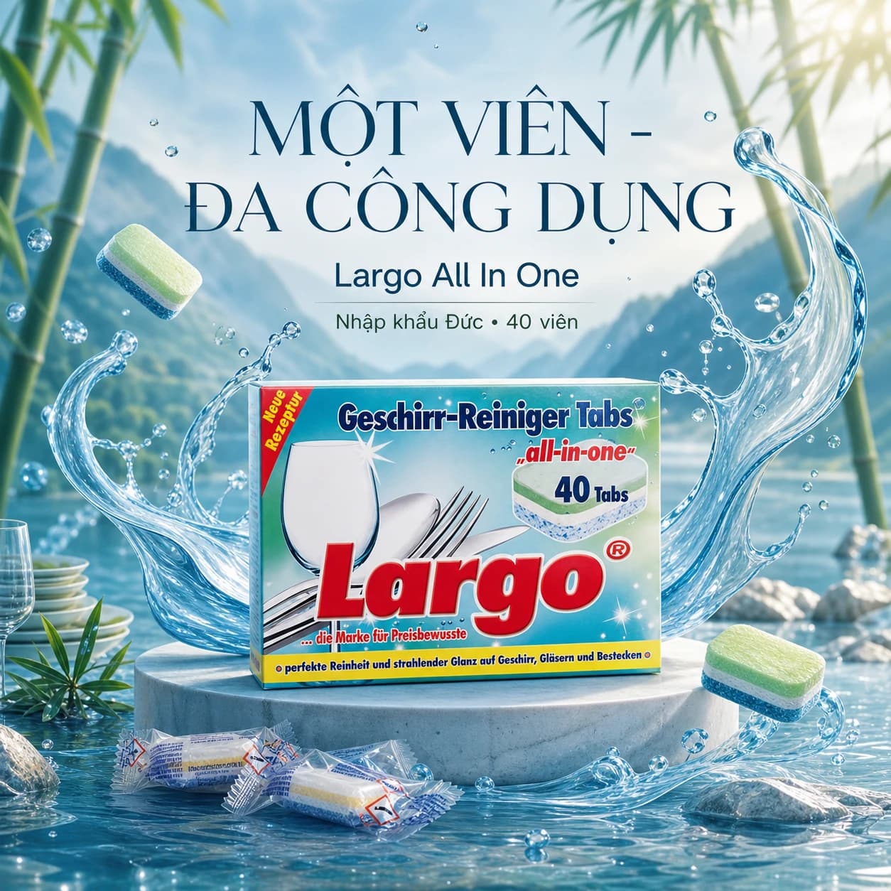 Viên rửa chén bát Largo All In One 40 viên — ảnh 1